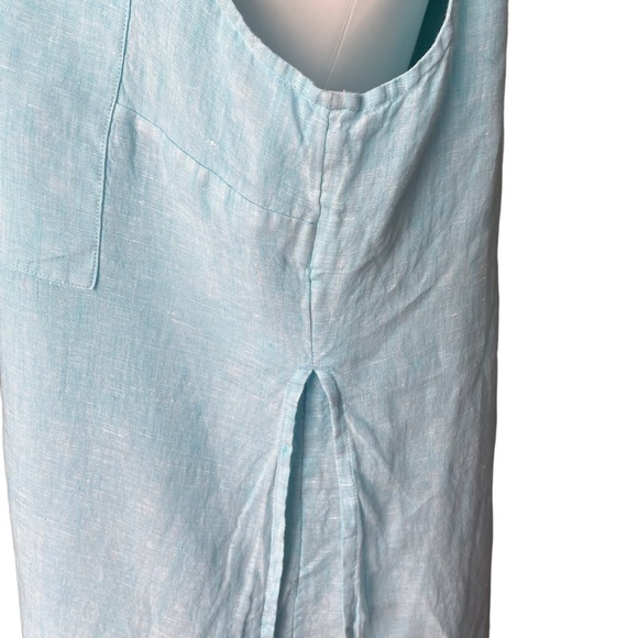 CHICO'S Sleeveless Side Slit Blue Aqua Linen Tunic, Sz L/12 - Picture 11 of 15